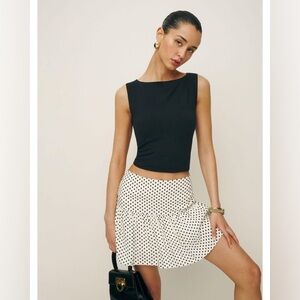 Reformation Mabel Polka Dot Ruffle Skirt